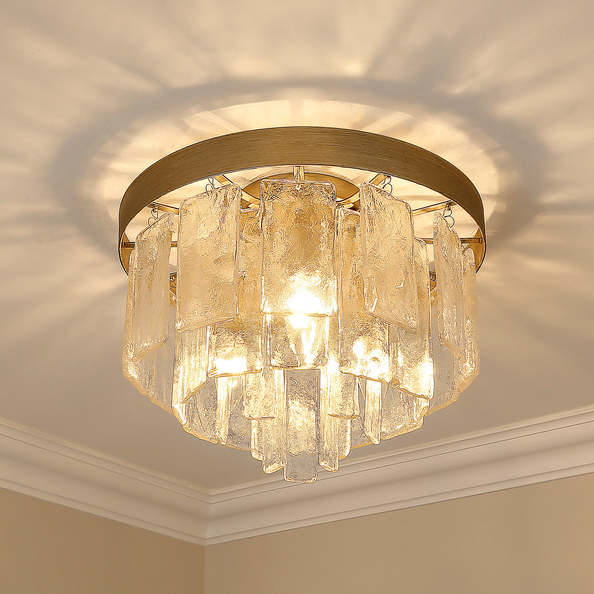 White and gold on sale flush mount light